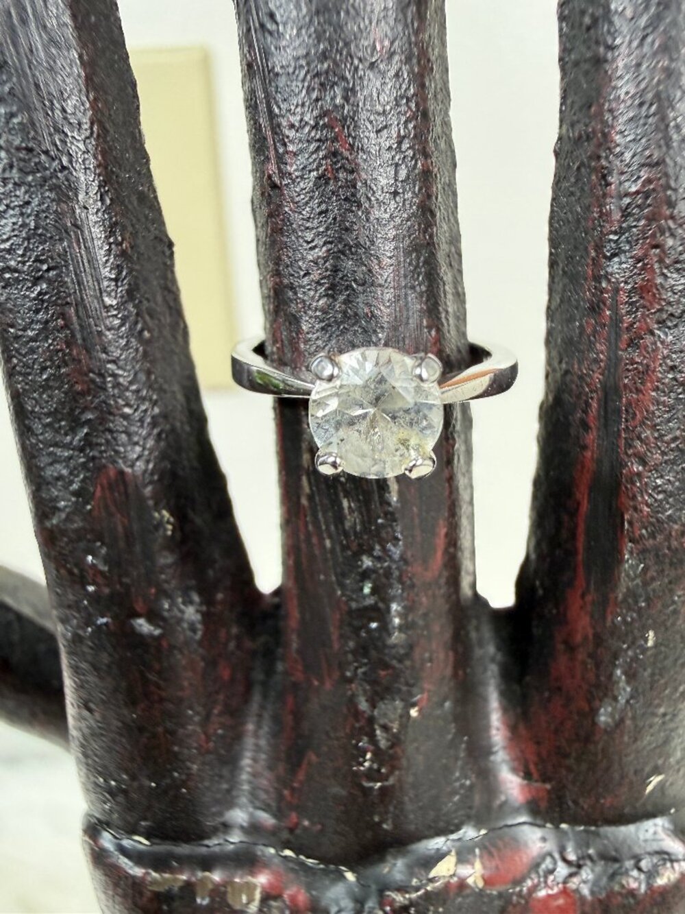 Vintage Avon Sterling Silver Clear Glass Ring  Size 5